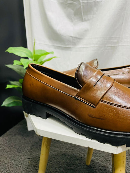 Penny Chunky Semi Formal Tan Loafers For Men’s