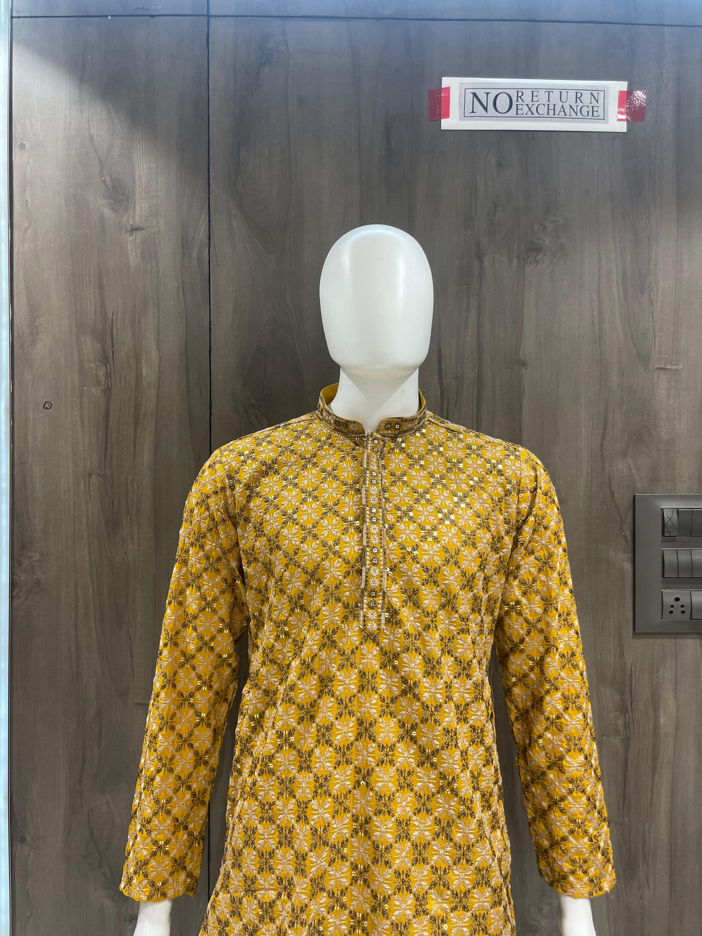 Yellow and Black Geometric Kurta Pajama Set – Diwali Special Collection – Branded Baba