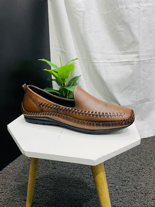 Synthetic leather Slip-On For Men (TAN)