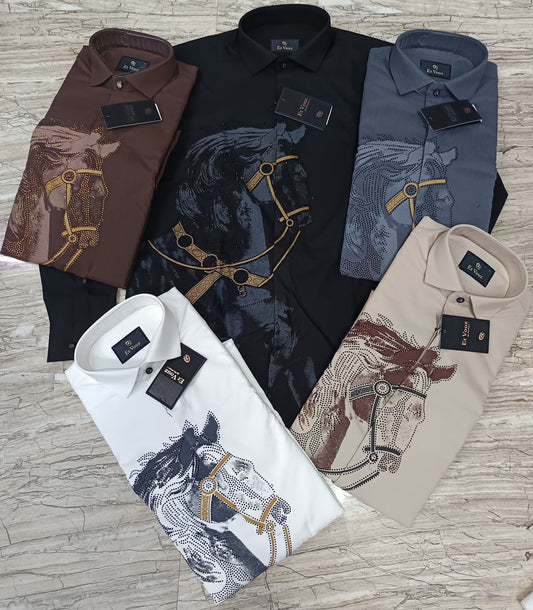“Designer Horse Print Shirt for Men | Premium Casual & Party Wear”