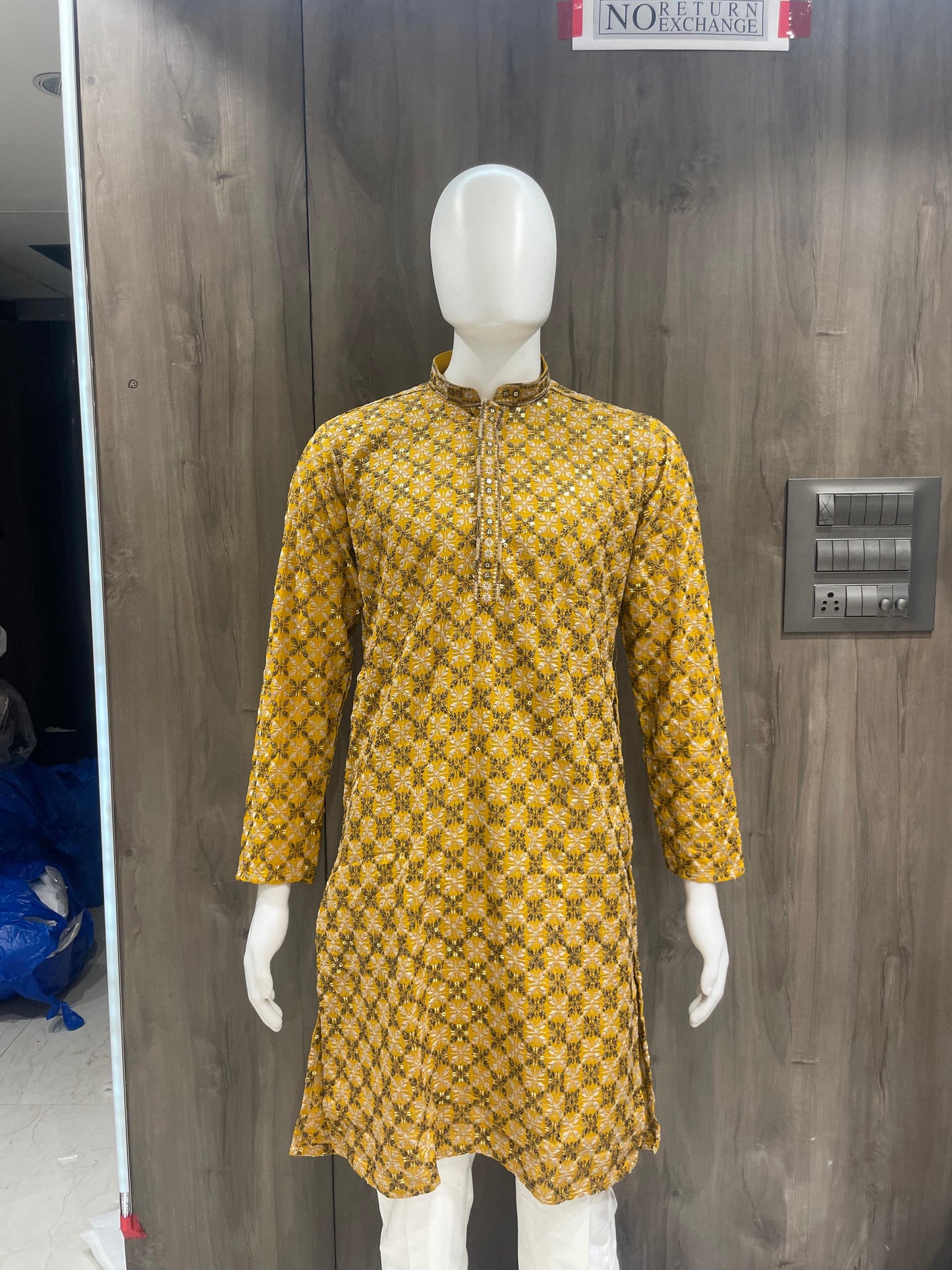 Yellow and Black Geometric Kurta Pajama Set – Diwali Special Collection – Branded Baba