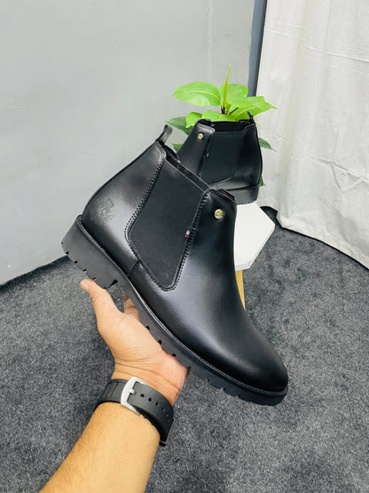 Men Fashion Chunky Sole Black Chelsea boots