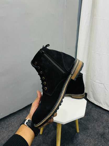Men’s Black Genuine Suede  Leather Boots