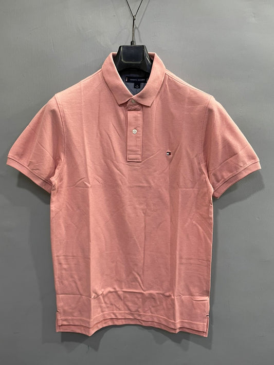 Solid Light Pink Cotton Polo Men's T-Shirt