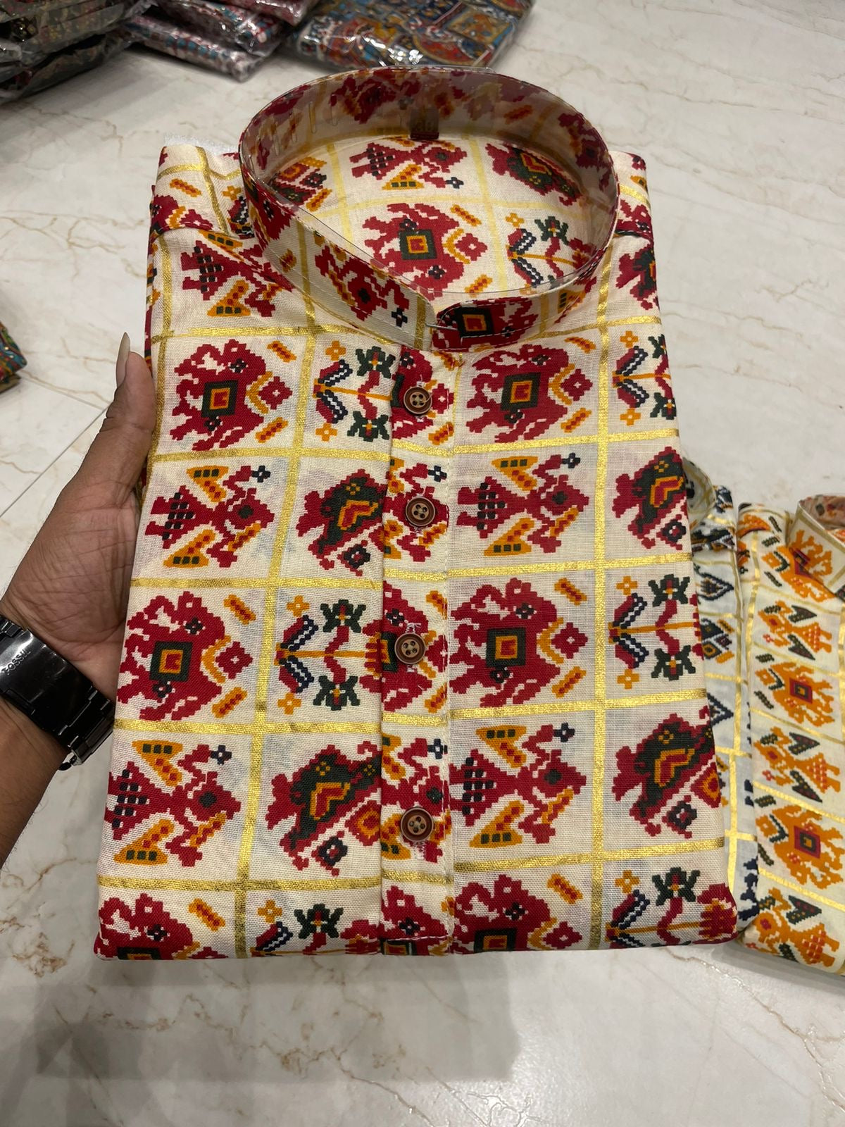 Colorful Geometric Pattern Kurta – Branded Baba