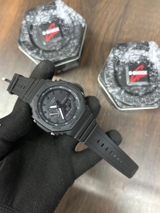 Octagon Analog-Digital Sport Watch - Stealth Black "Casioak" Inspired Design