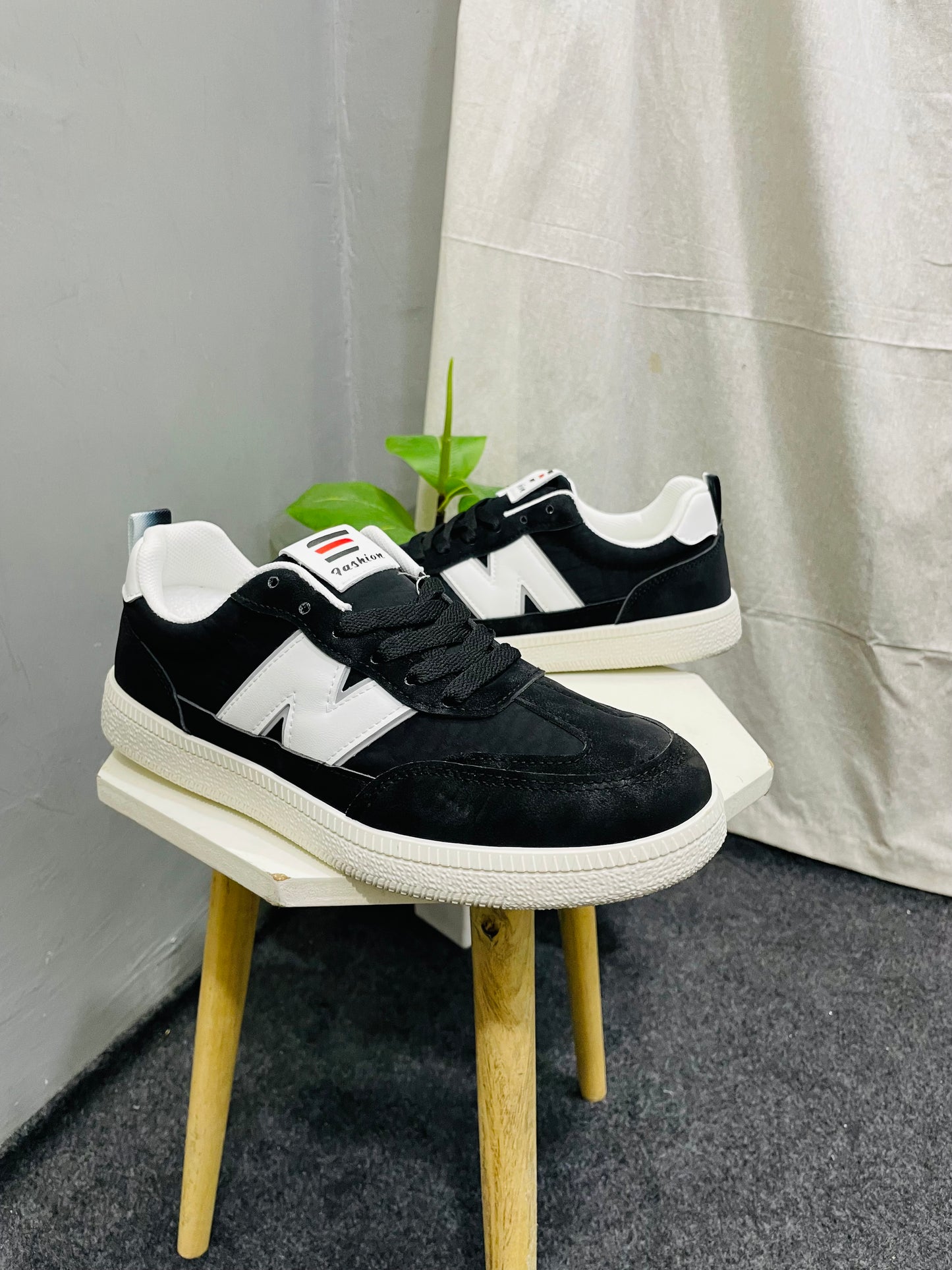 Men Suede Flat Sole Black Colour Sneakers