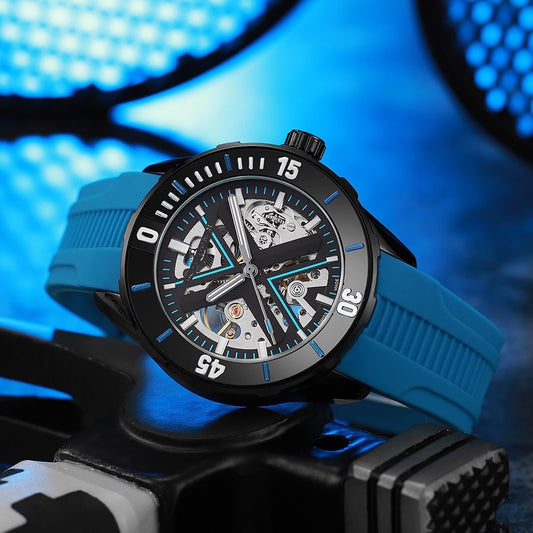 Automatic Skeleton Watch with Rubber Strap – Branded Baba