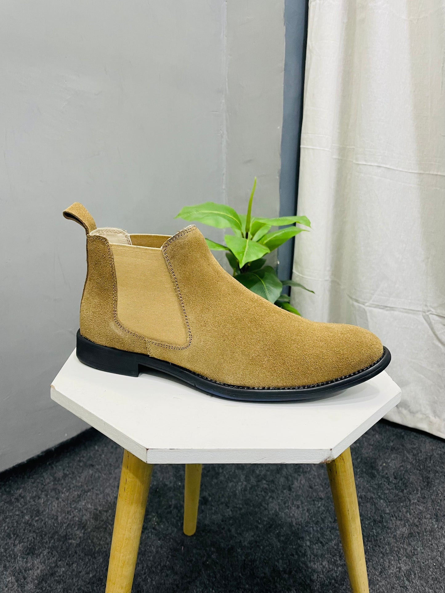 Men's Stylish Slip-On Suede Chelsea Ankle Boots for Casual Fall & Spring Wear - Comfortable, Durable TPR Sole, Cushioned Insole & Elastic Band