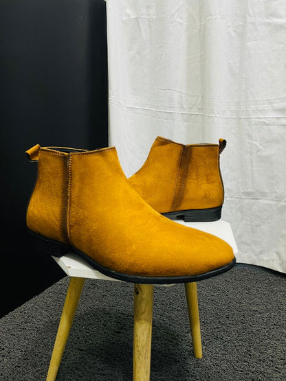 TAN MID TOP CHELSEA BOOTS FOR MEN