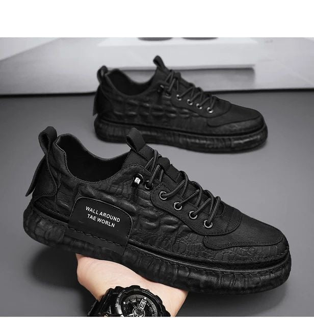 Black Sneakers For Men Shoes Tennis
Sports PU Slip-On