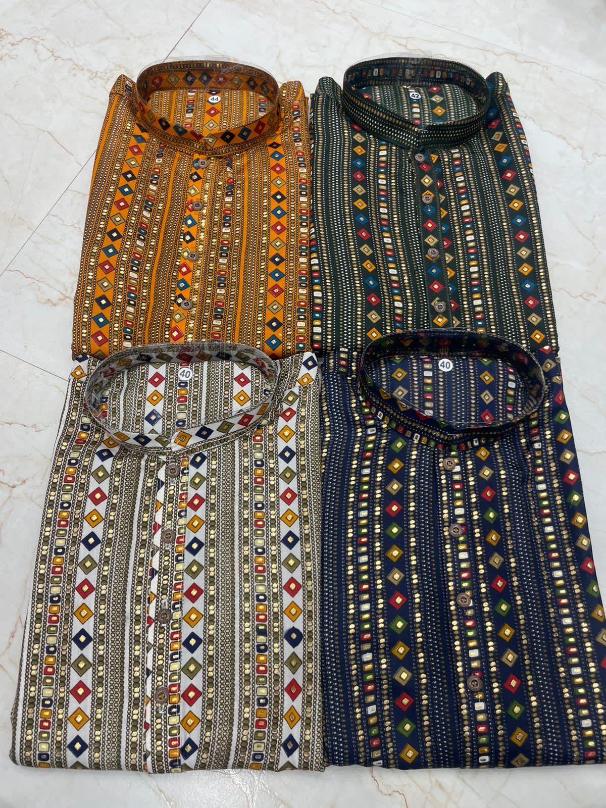 Colorful Geometric Patterned Kurtas – Branded Baba