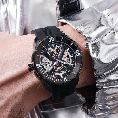 Automatic Skeleton Watch with Rubber Strap – Branded Baba