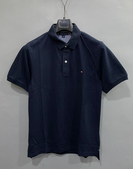 Solid Blue Cotton Polo Men's T-Shirt