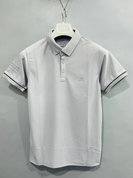 Light Grey Men’s Classic Polo Self Design Try Dry T-shirt