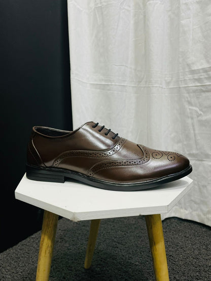 Brown COLOUR LEATHER BROGUE WINGTIP OXFORDS - WORK EDITION