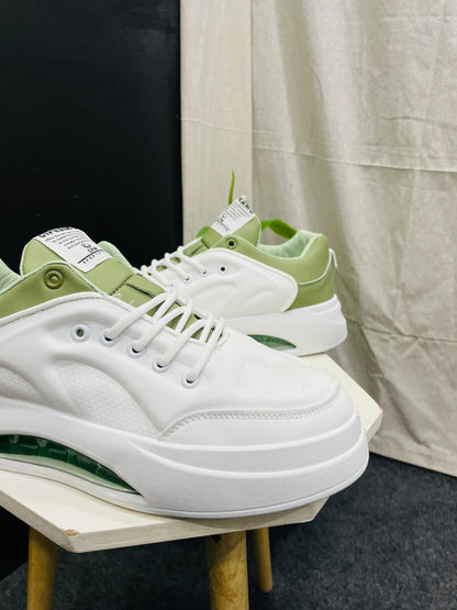 White Sneakers with Green Accents – Modern Comfort and Style