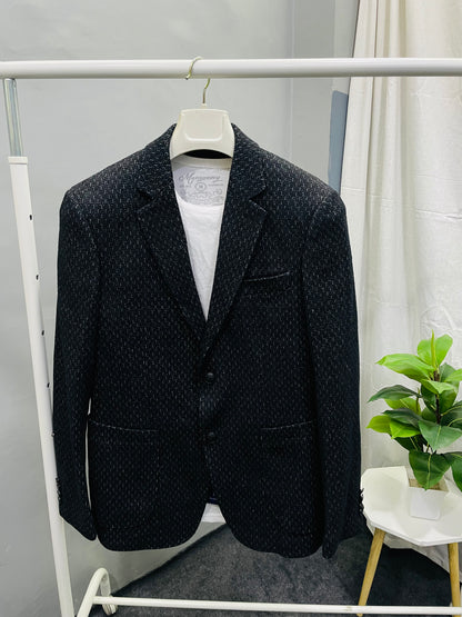 Jacquard Cotton Blend Super Slim Fit Mens Single Breasted Blazer