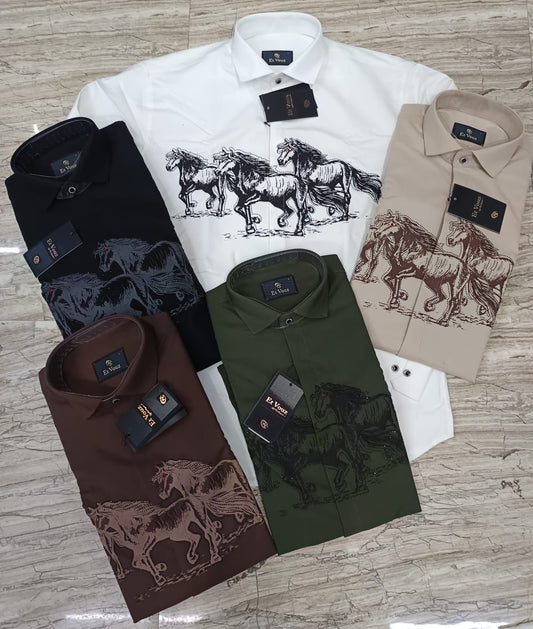 “Luxury Horse Print Shirt for Men | Trendy Casual Party Wear”