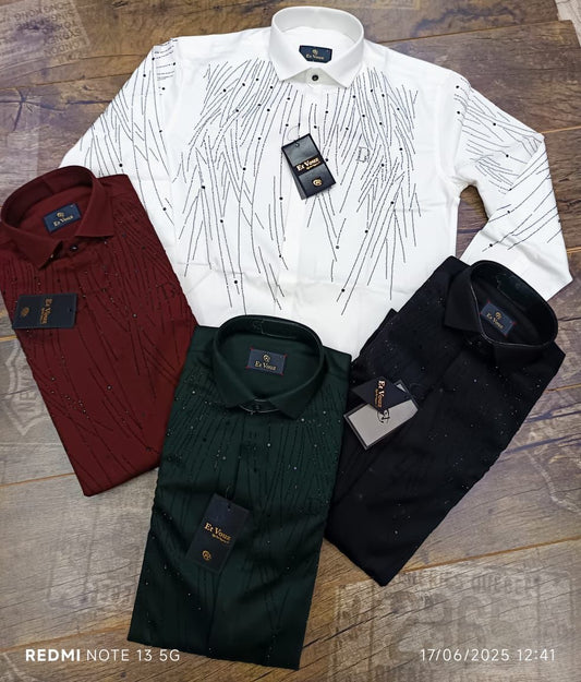 Men's Sequin Line Dress Shirt | Ceremonial & Party Wear | Stylish Long Sleeve