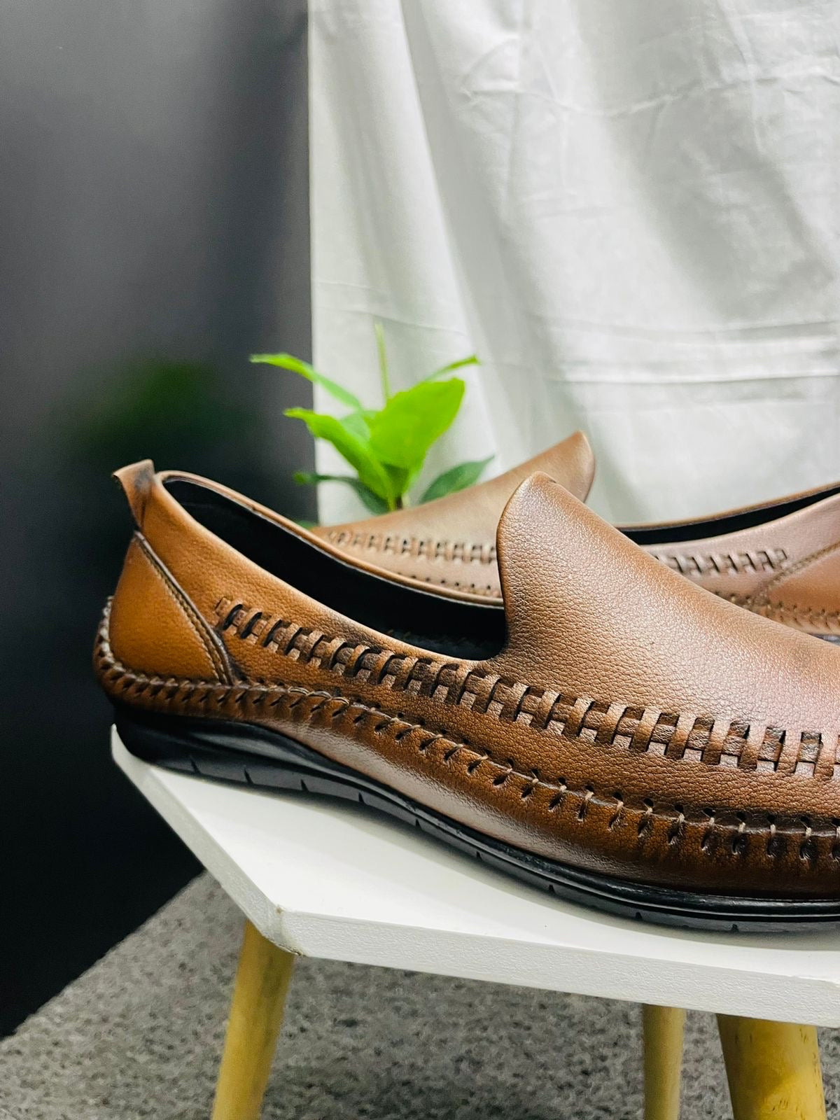 Synthetic leather Slip-On For Men (TAN)