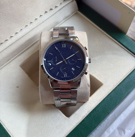 Elegant Rose Gold & Silver Watch | White Dial Chronograph | Classic Roman Design