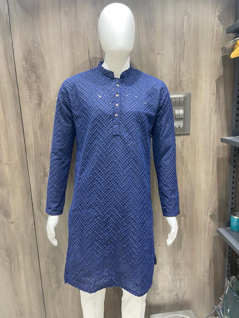 Indian Ethnic Kurta for Men with Detailed Embroidery