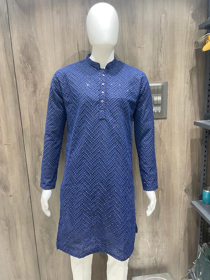 Indian Ethnic Kurta for Men with Detailed Embroidery