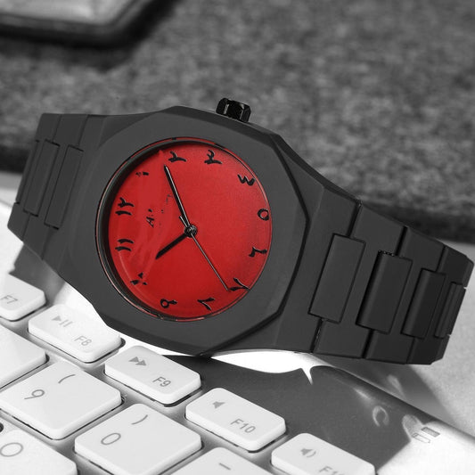 Premium Octagon Watch | Red Arabic Dial | Modern Minimalist Timepiece