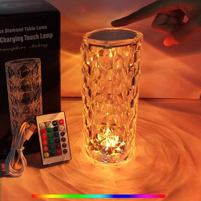 TOUCH CONTROL RECHARGEABLE ROSE DIAMOND TABLE LAMP