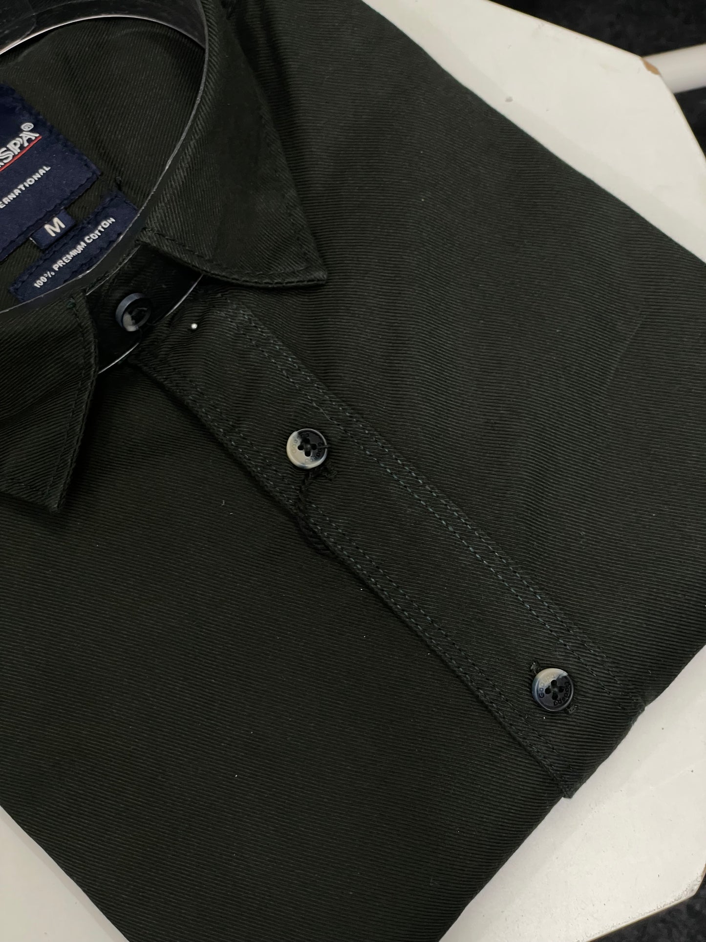 Men Solid Dark Green Casual Shirt