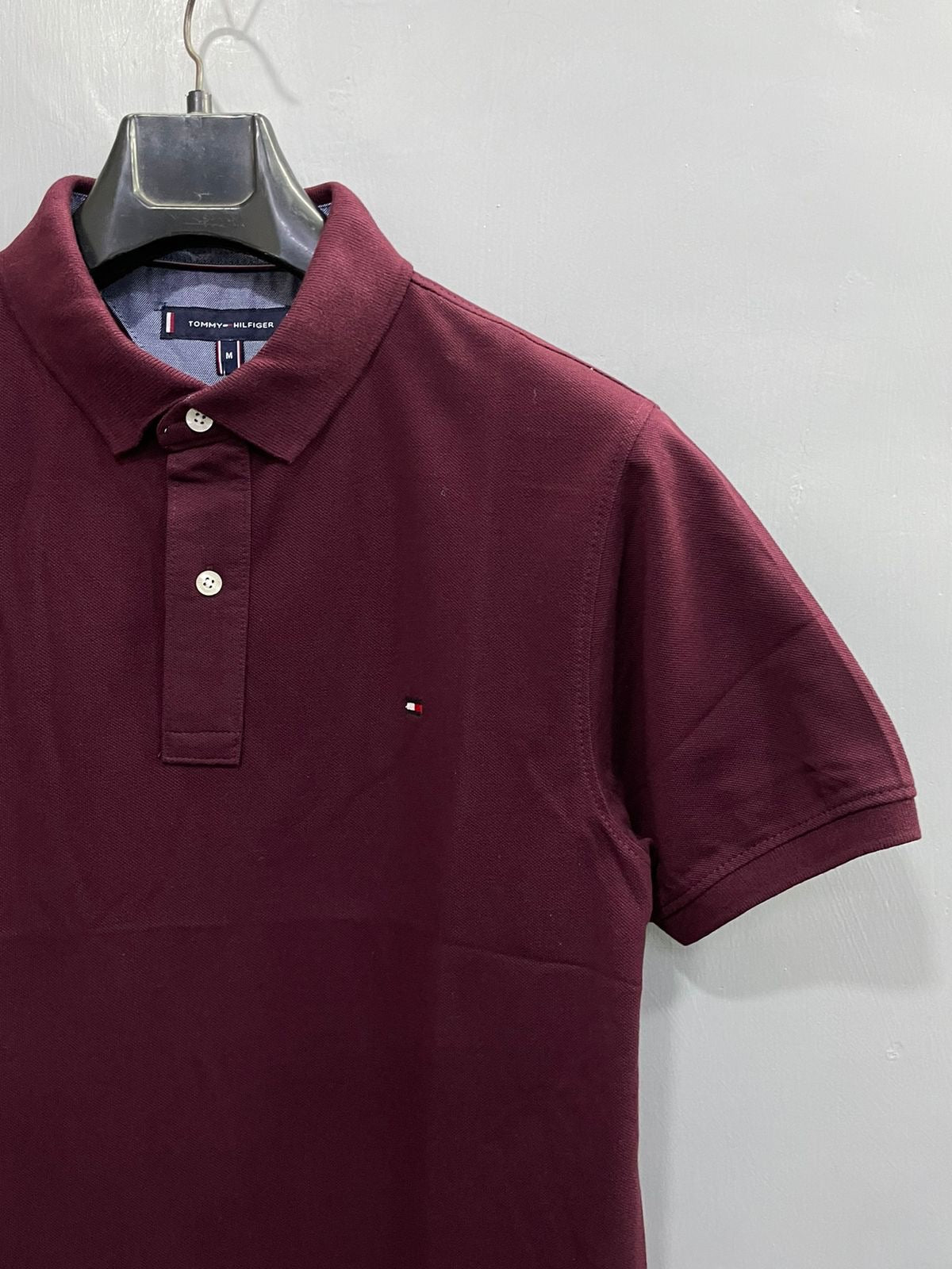 Solid Wine Cotton Polo Men's T-Shirt