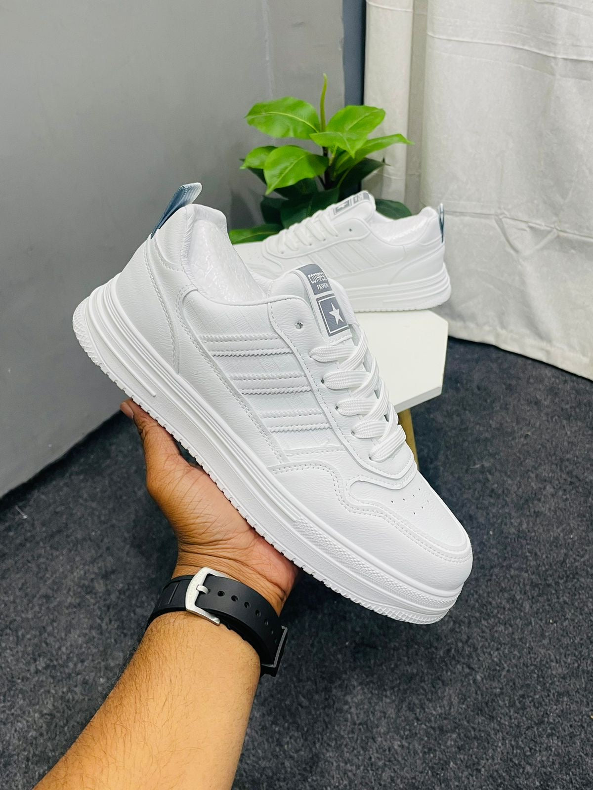 Low Top White Lace Up Sneakers