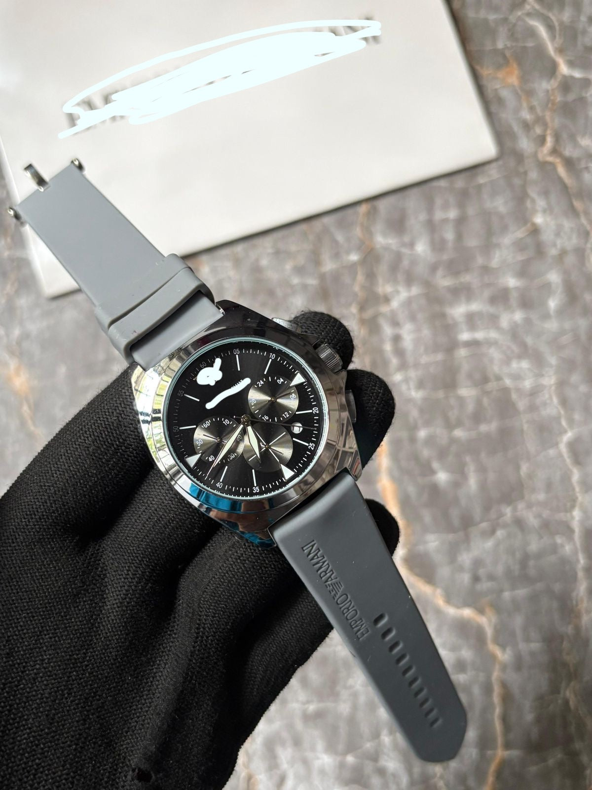 Executive Grey Dial Chronograph Watch - Comfortable Rubber Strap & Stainless Steel Case