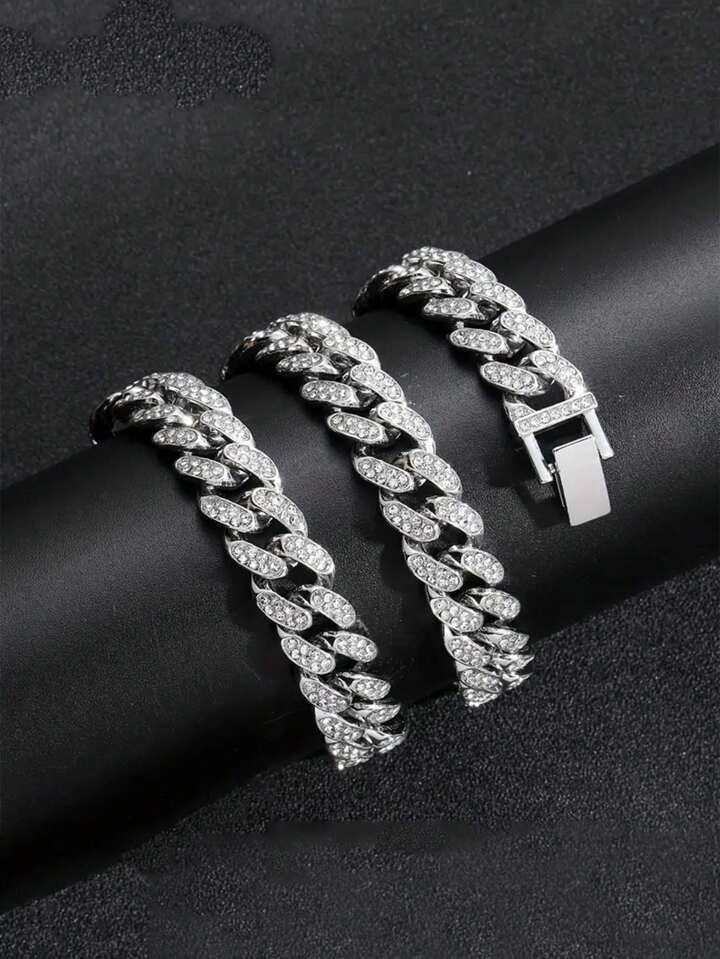 1pc Silver Plated Metal Bracelet With diamond