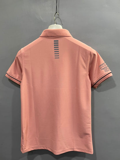 Peach Men’s Classic Polo Self Design Try Dry T-shirt