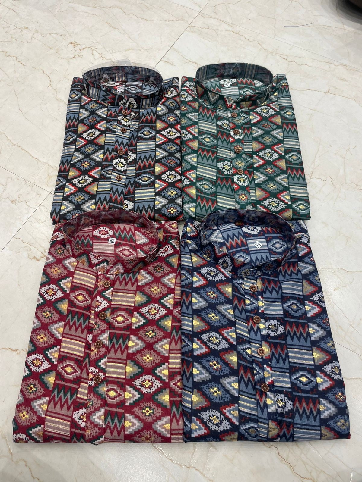 Colorful Geometric Patterned Kurtas – Branded Baba