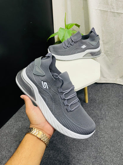 Gray Knit Athletic Sneakers with White Sole – Branded Baba