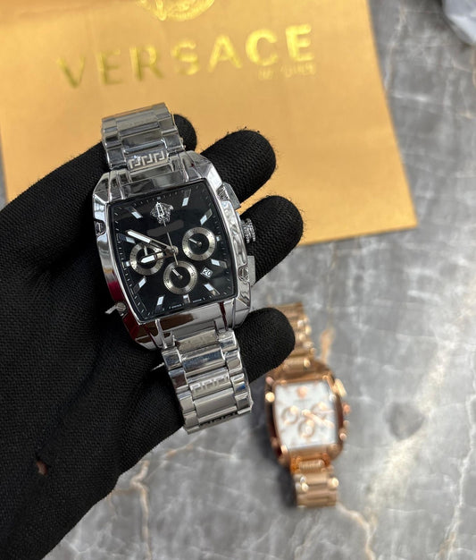 Luxury Square Chronograph Watch for Men - High-End Stainless Steel Bracelet