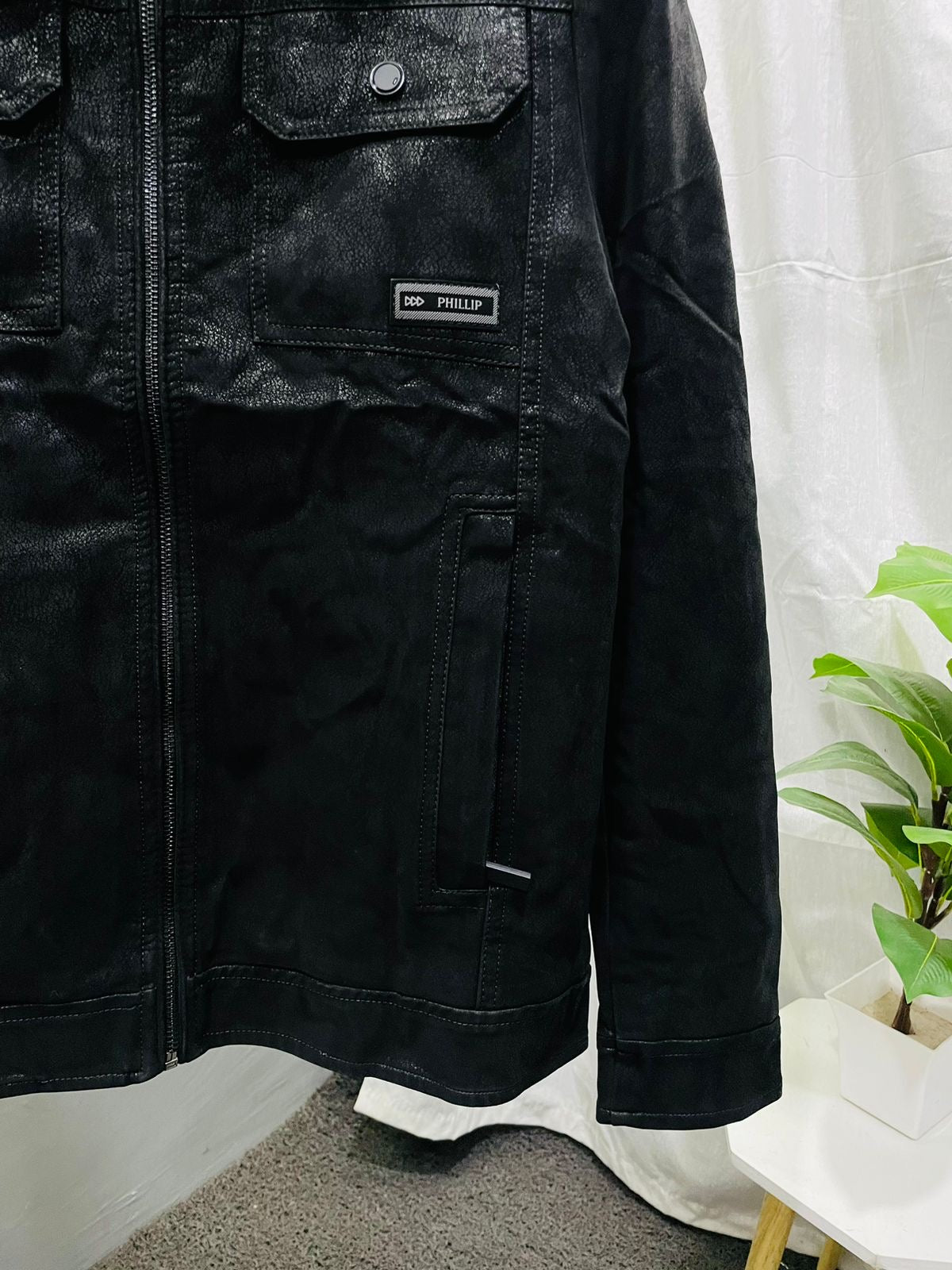 Black Winter Mens Pigskin Genuine Leather Bomber Jacket