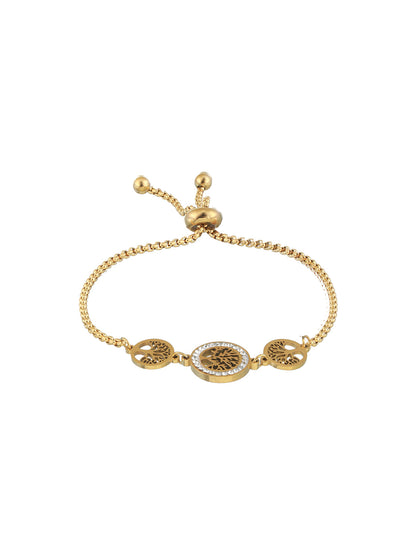 Women Cubic Zirconia Gold-Plated Cuff Bracelet