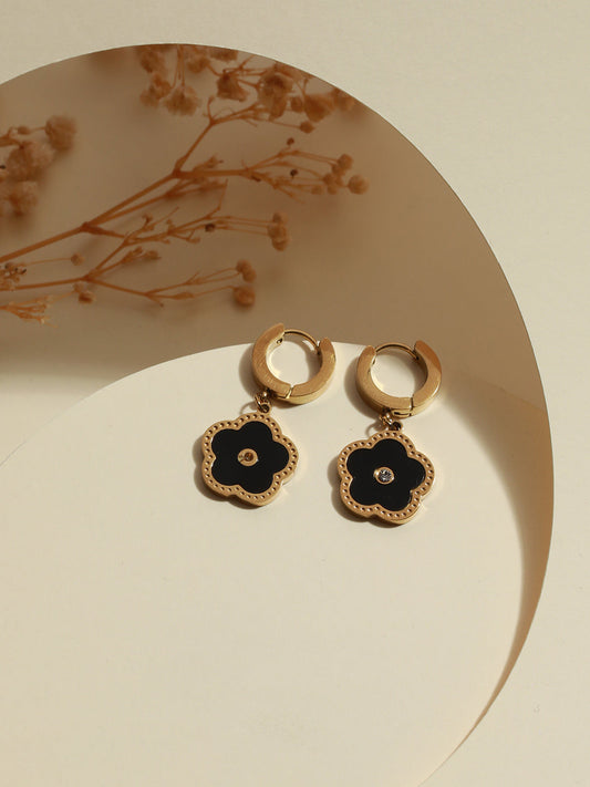 Gold-Plated Floral Half Hoop Earrings