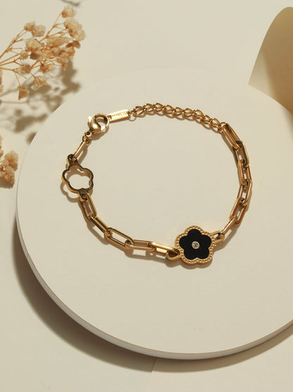 Gold-Plated Stone-Studded Link Bracelet