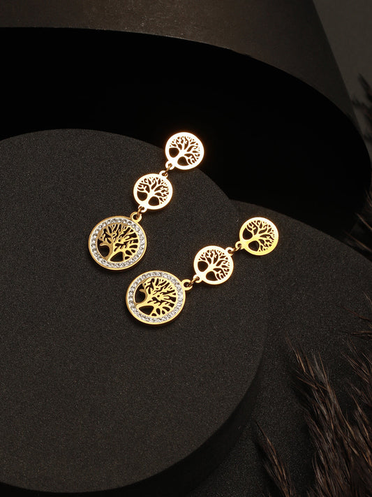 Gold-Plated Geometric Drop Earrings