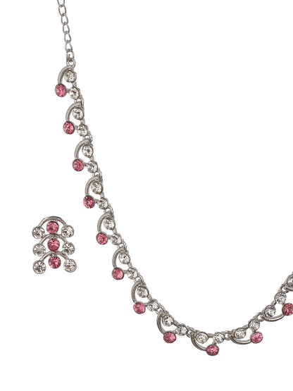 Rhodium-Plated American Diamond Studded Jewellery Set