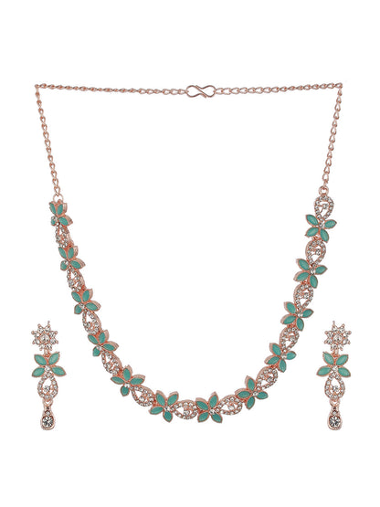 Rose Gold-Plated AD-Studded Jewellery Set