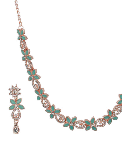Rose Gold-Plated AD-Studded Jewellery Set