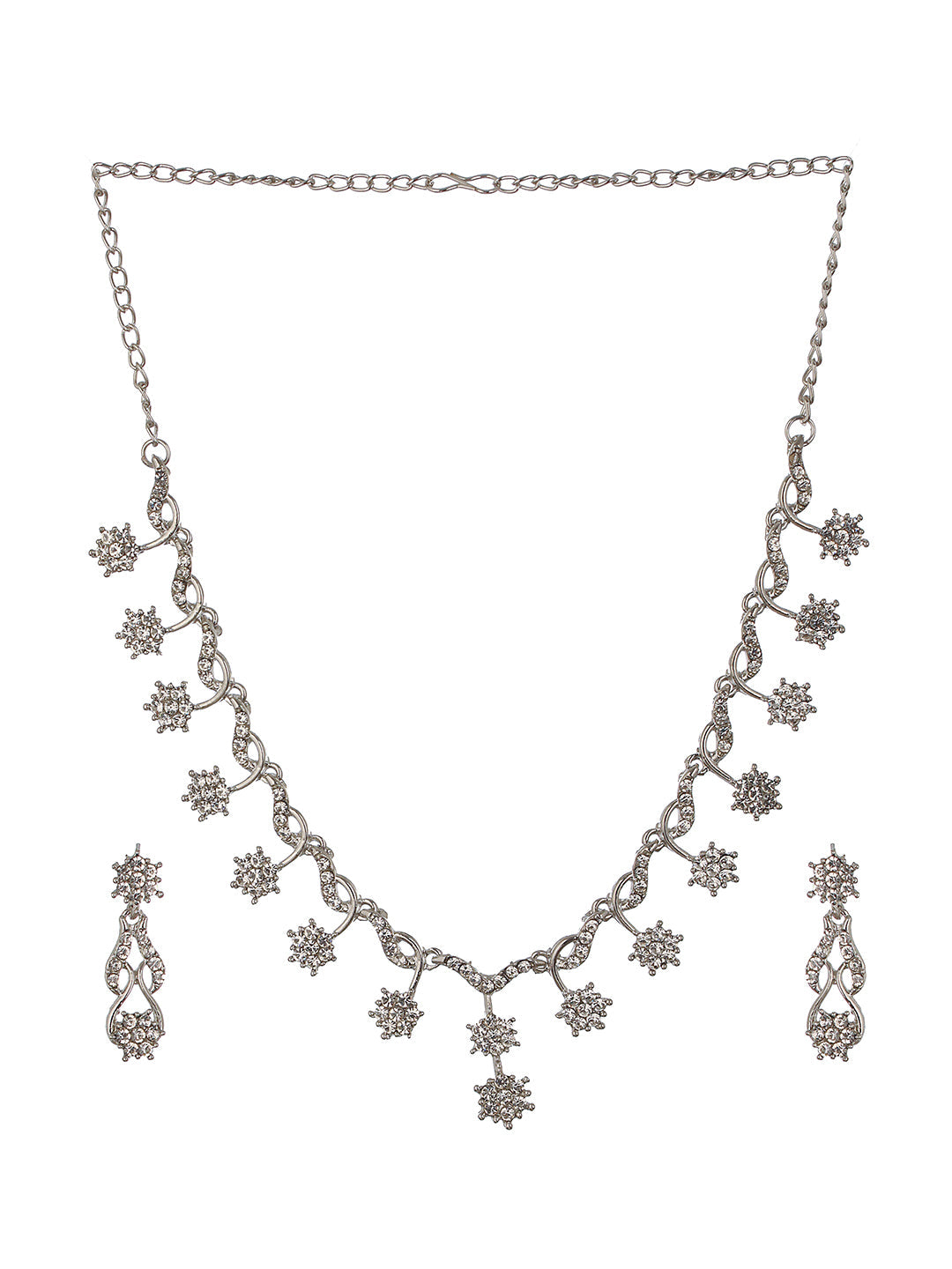 Rhodium-Plated AD-Studded Jewellery Set