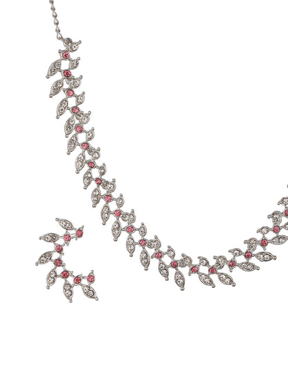 Rhodium-Plated American Diamond Studded Jewellery Set