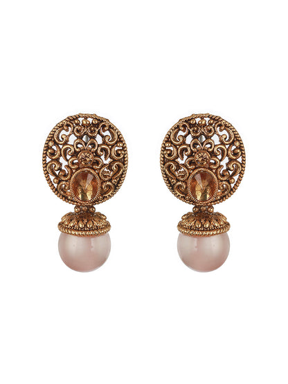 Set of 2 Gold-Plated & Dome shaped Drop Earrings